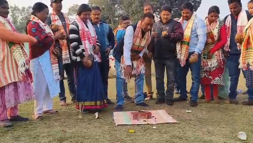 खांन्द्रा ग्राम पंचायत के सिदुली में नल जल परियोजना के विस्तार के लिए भूमि पुजन।