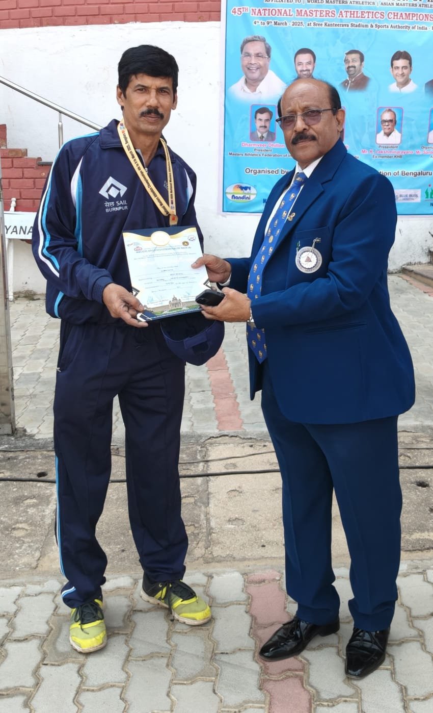 ব্যাঙ্গালুরুতে জাতীয় মাস্টার্স অ্যাথলেটিক চ্যাম্পিয়নশিপ/ পদক বার্নপুর আইএসপির সুব্রত পালের