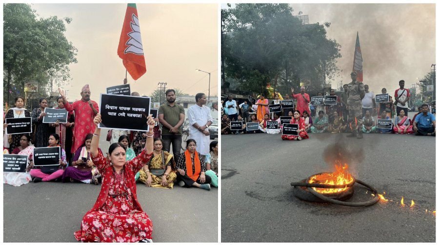 आसनसोल में करोड़ों के घोटाले के विरोध में भाजपा दक्षिण के विधायक उतरी सड़क पर